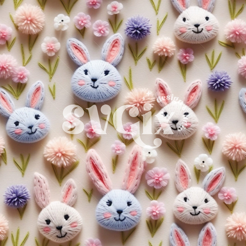 Bunny Garden Seamless Pattern