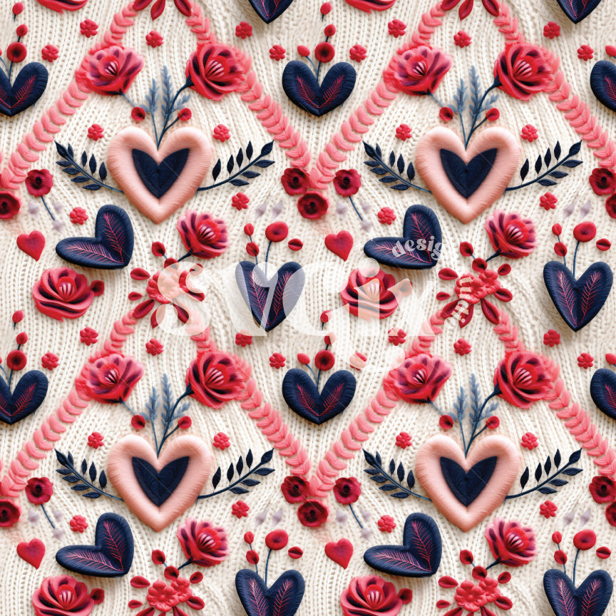 Butterfly Hearts Vday Knit Seamless Pattern