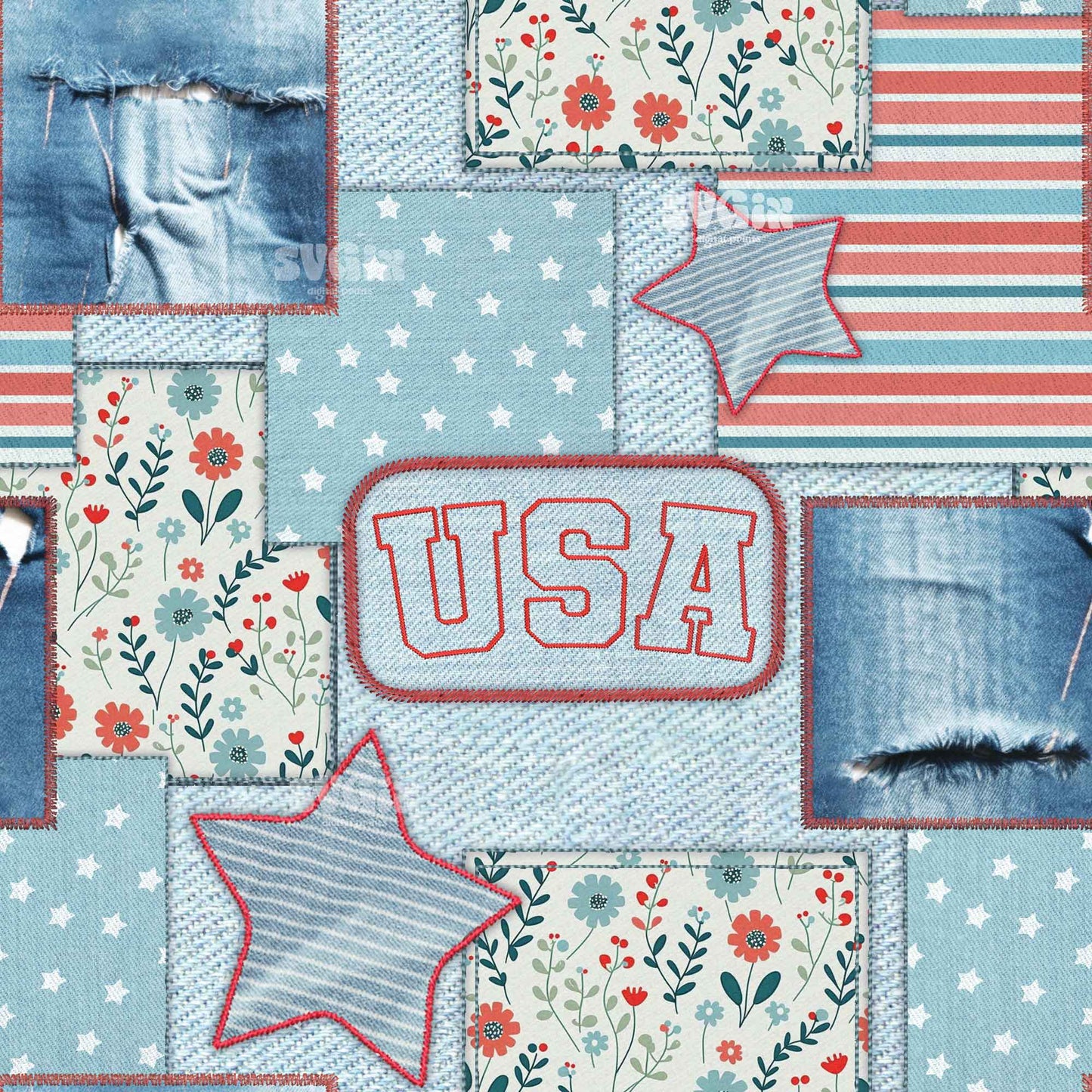 4th July Patchwork Seamless