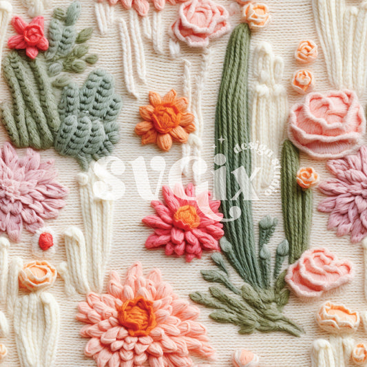 Cactus Knit Seamless Pattern