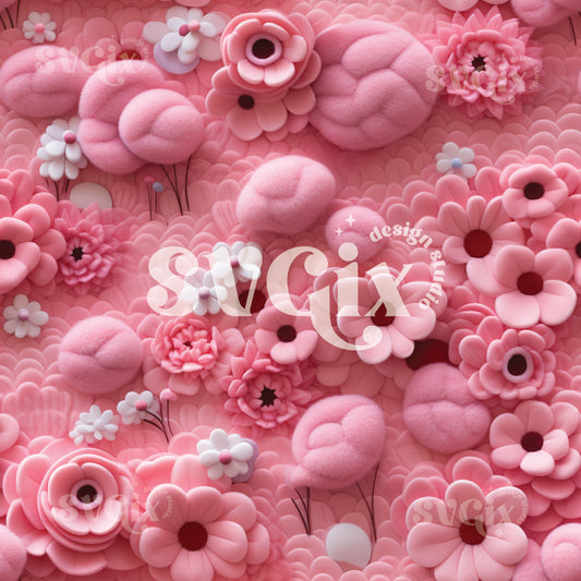 Candy Floss Flowers Seamless Pattern