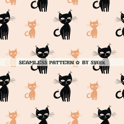 Black Cats Seamless Pattern