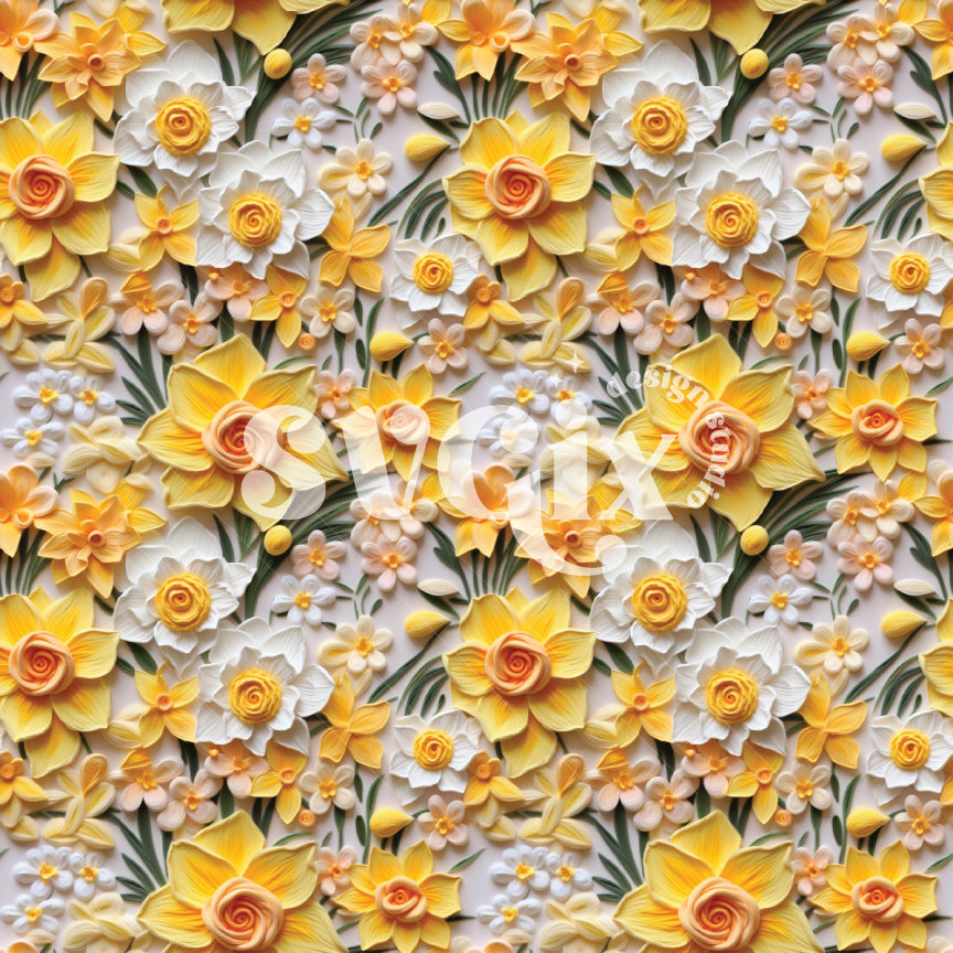 Cheerful Daffodil Delights Seamless Pattern