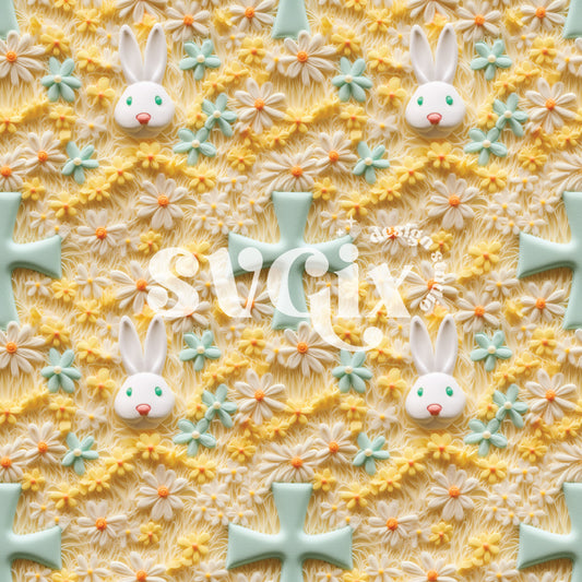 Christian Bunnies Seamless Pattern