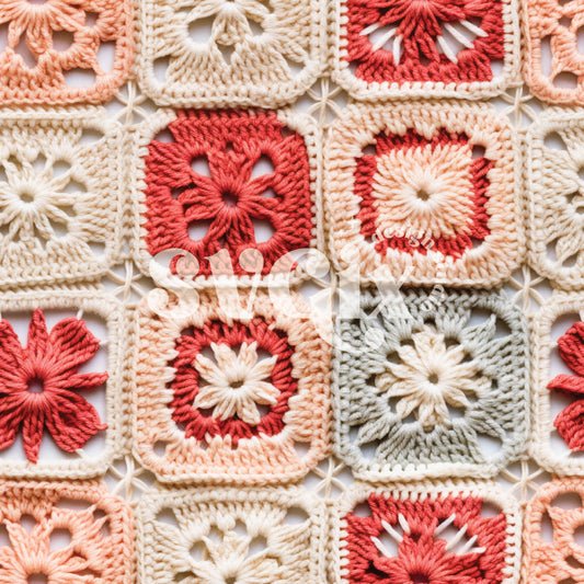 Christmas Crochet Squares Seamless Pattern