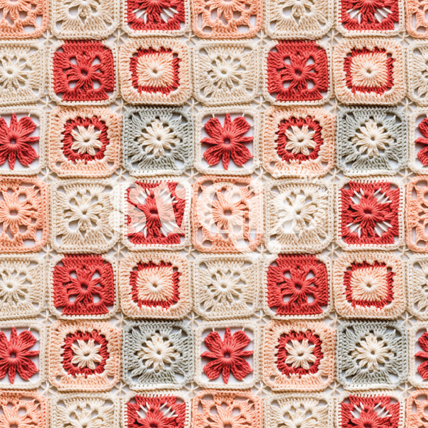 Christmas Crochet Squares Seamless Pattern