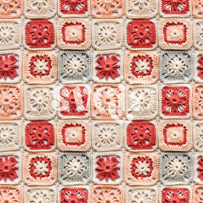 Christmas Crochet Squares Seamless Pattern