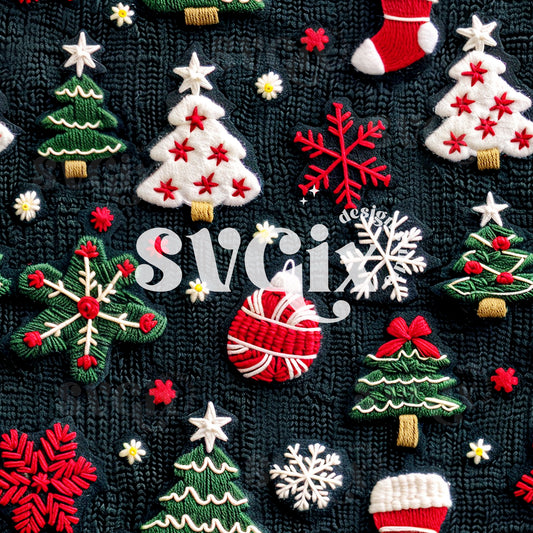 Christmas Embroidery Seamless Pattern