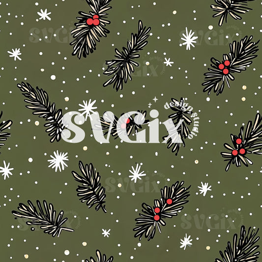 Christmas Evergreen II Seamless Pattern