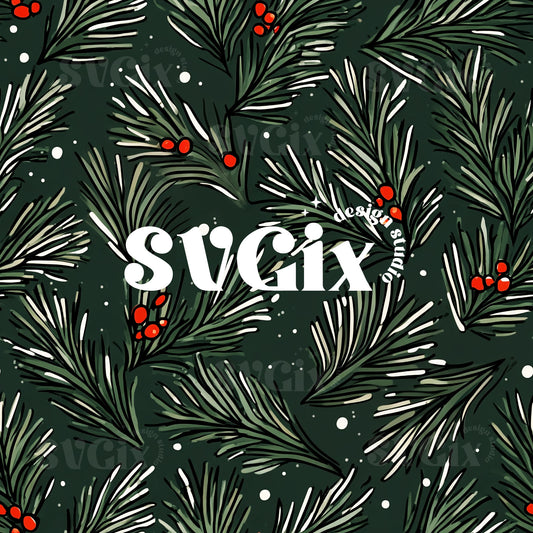 Christmas Evergreen Seamless Pattern