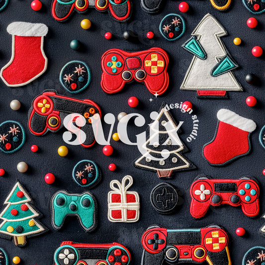 Christmas Gaming Seamless Pattern