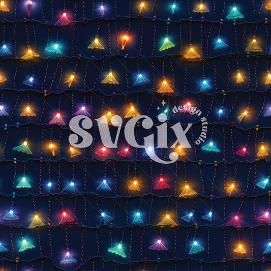 Christmas Lights Embroidery Seamless Pattern