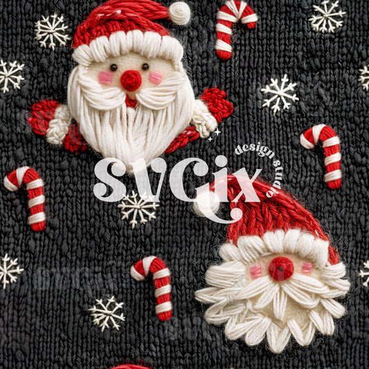 Christmas Santa Knit Seamless Pattern