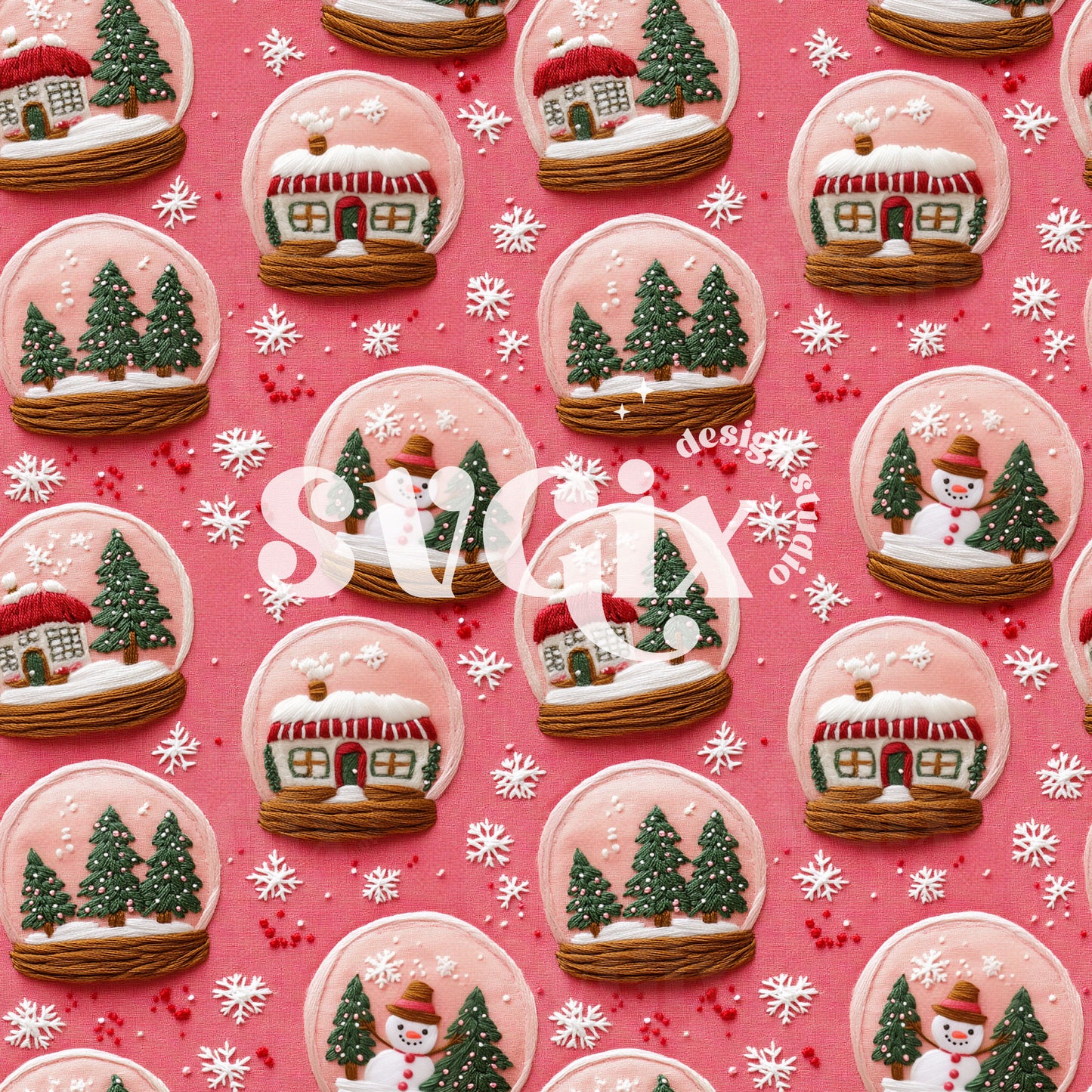 Christmas Snow Globes Seamless Pattern