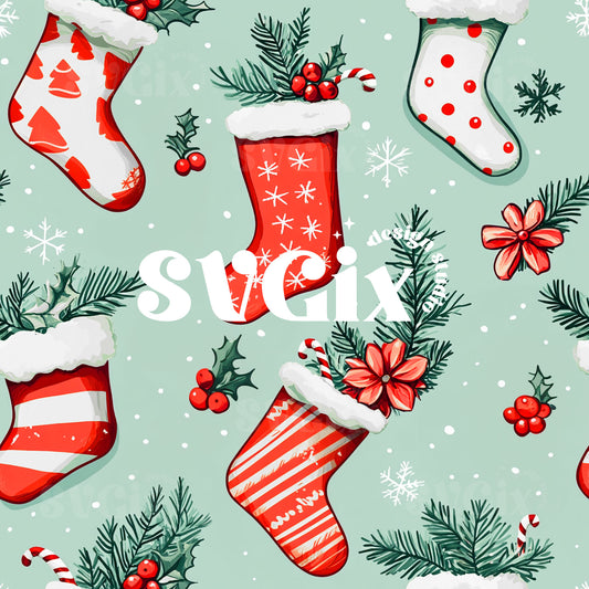 Christmas Stockings Seamless Pattern