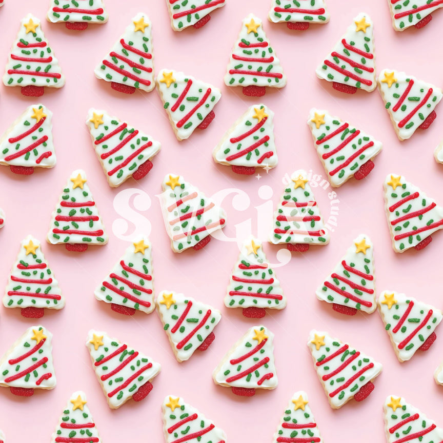 Christmas Tree Cakes 3D Seamless Pattern