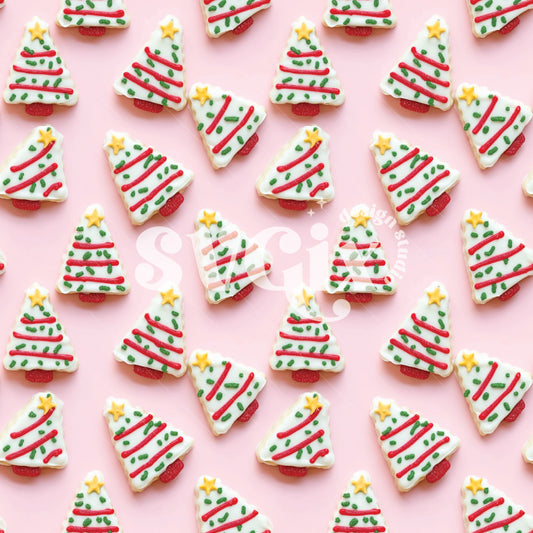 Christmas Tree Cakes 3D Seamless Pattern