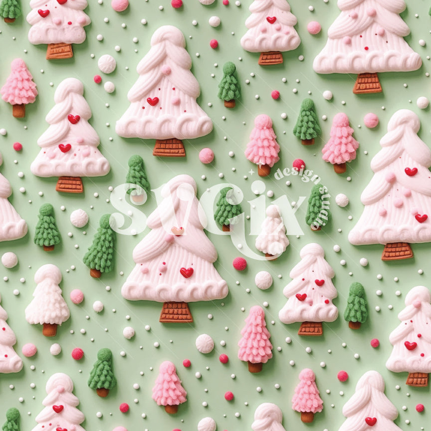 Christmas Tree Cakes I 3D Seamless Pattern