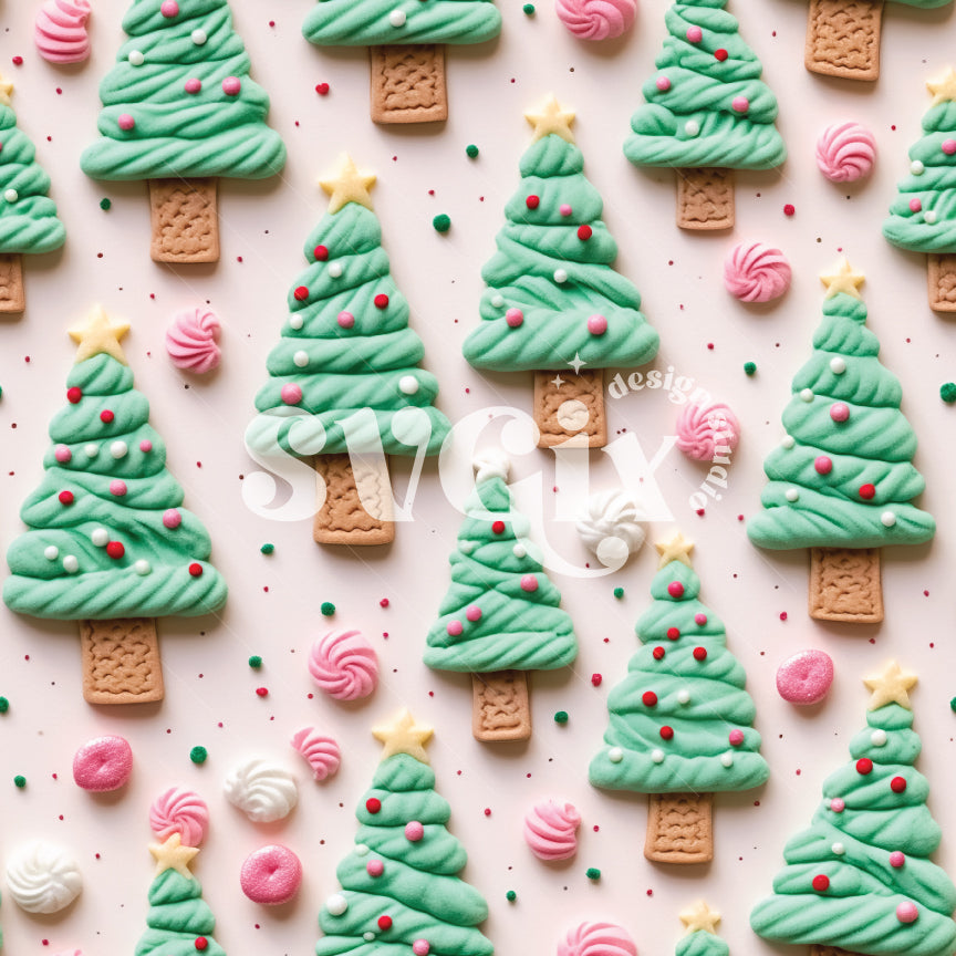 Frosting Christmas Trees Seamless Pattern