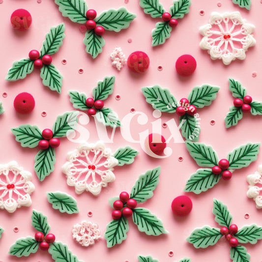 Christmas Holly Seamless Pattern  Holly Seamless Pattern