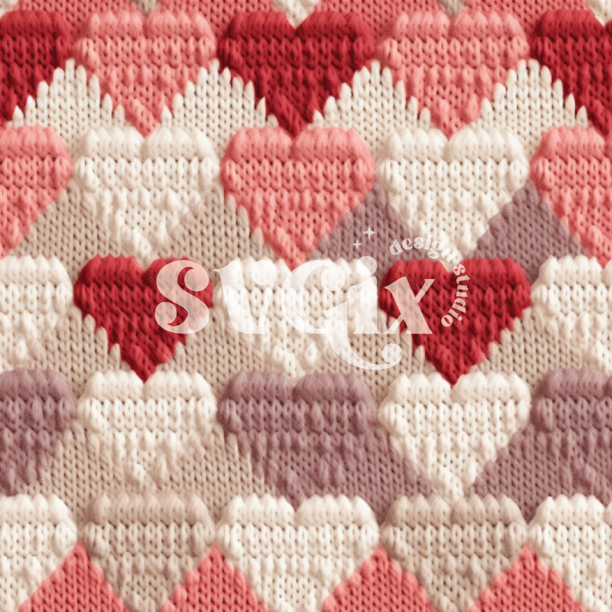 Chunky Hearts Knit Seamless Pattern