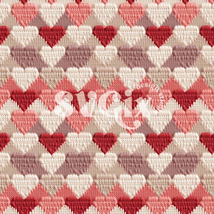 Chunky Hearts Knit Seamless Pattern