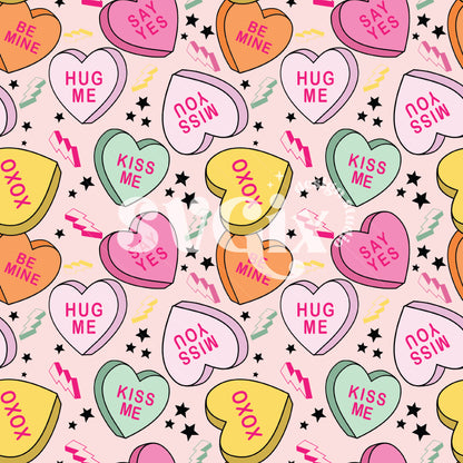 ❀ Conversation Hearts V Day Seamless Pattern + PNG