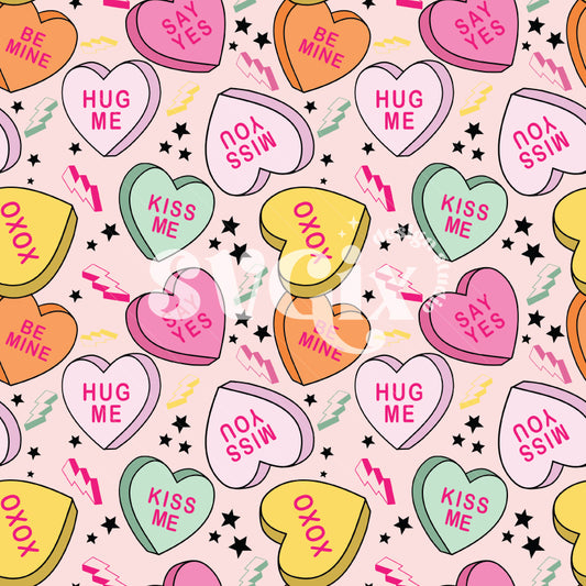 ❀ Conversation Hearts V Day Seamless Pattern + PNG