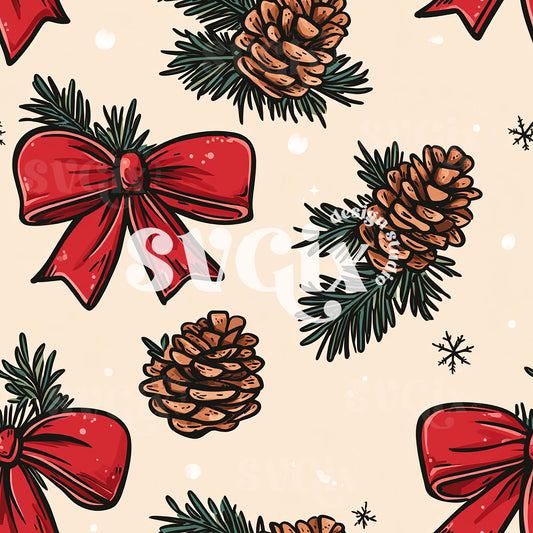 Coquette Christmas Bows Seamless Pattern