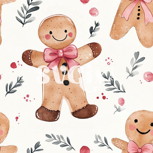 Coquette Gingerbread Watercolor Seamless Pattern