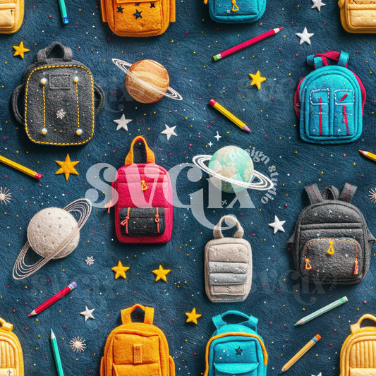 Cosmic Classroom - Space Inspired Back to School Seamless Pattern