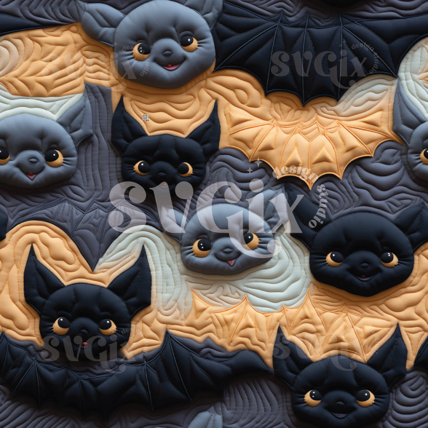 Cute Bats Quilt Seamless Pattern