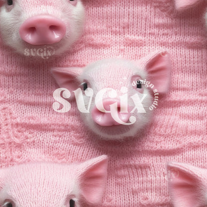 Cute Knitting Pigs Seamless Pattern