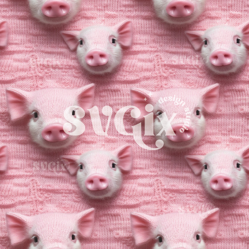 Cute Knitting Pigs Seamless Pattern