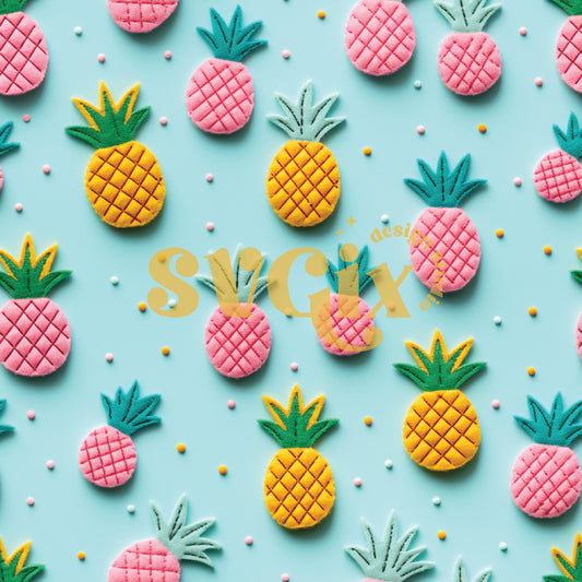 Cute Pineapples Seamless Pattern