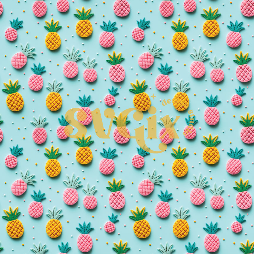 Cute Pineapples Seamless Pattern