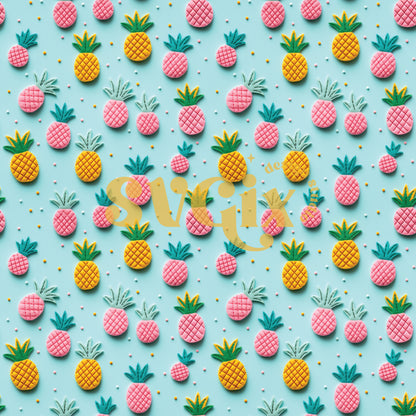 Cute Pineapples Seamless Pattern