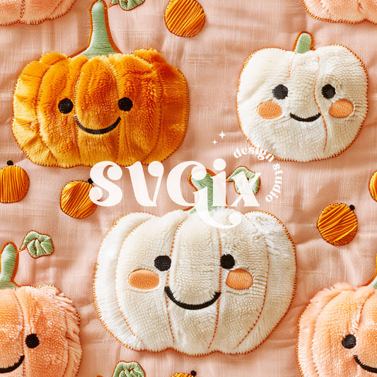 Cute Happy Pumpkins Seamless Pattern