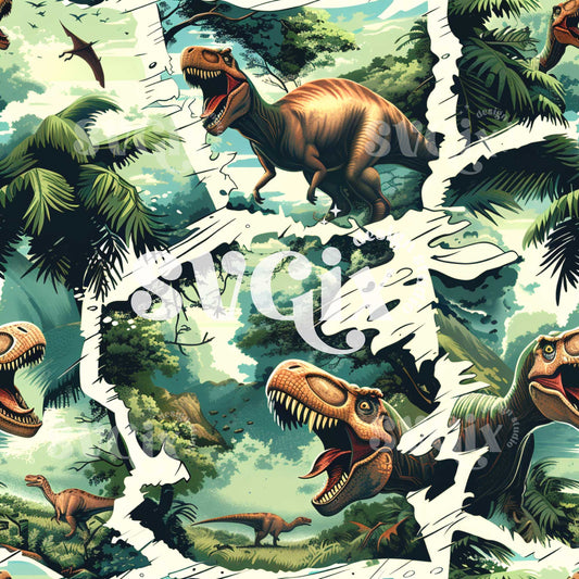 Dino Jungle Seamless Pattern