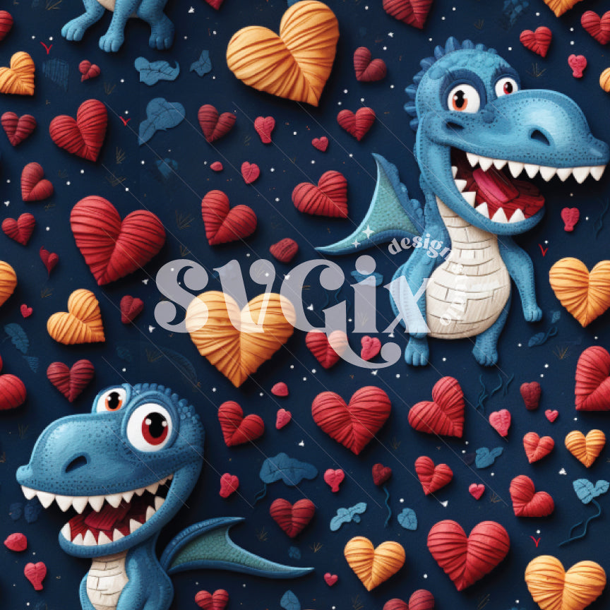 Dragon Love Seamless Pattern