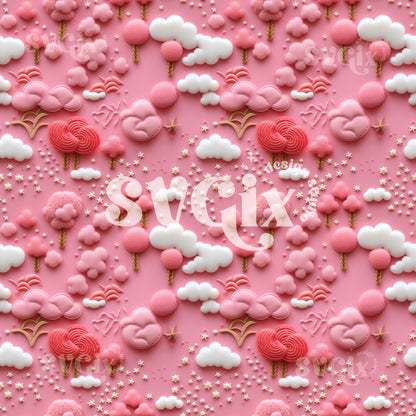 Pink Dreamy World Seamless Pattern