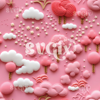 Pink Dreamy World Seamless Pattern