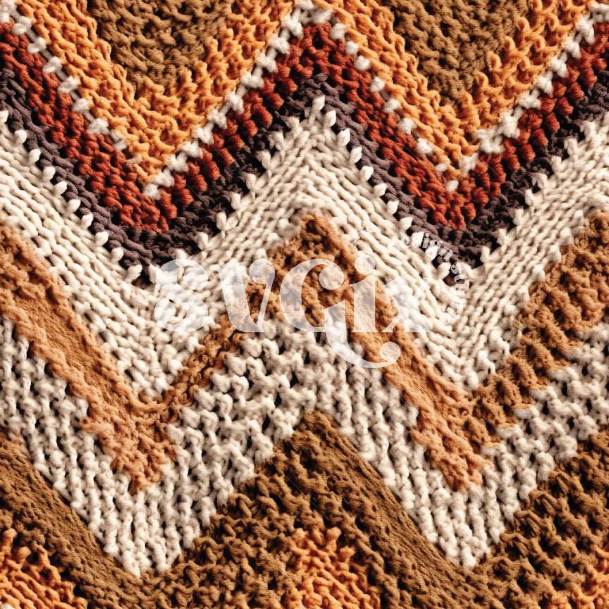 Earth Tones Boho Crochet Chevron Seamless Pattern