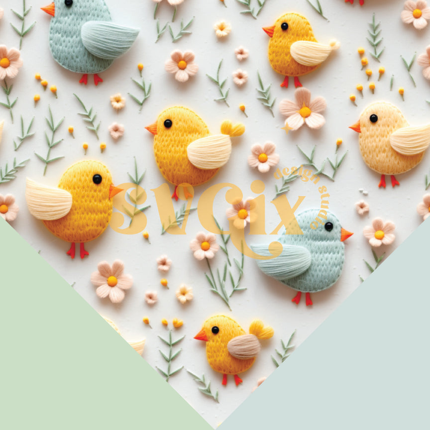 Easter Chicks Seamless Pattern