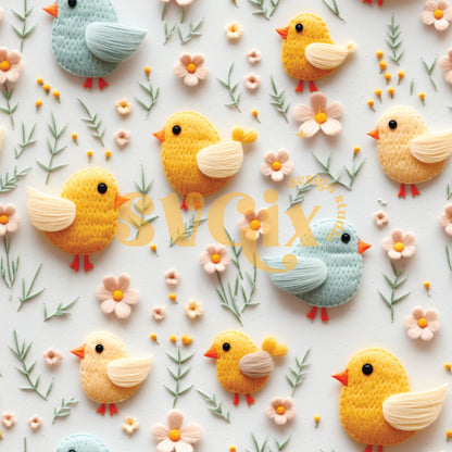 Easter Chicks Seamless Pattern