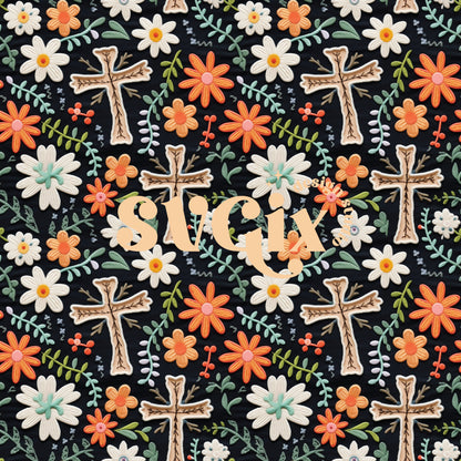 Easter Cross Seamless Pattern