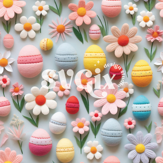 Easter Eggs Floral Seamless Pattern