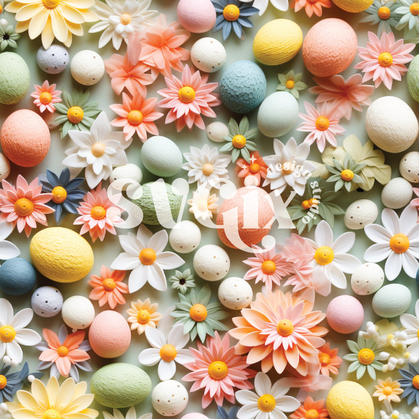 Easter Floral Seamless Pattern