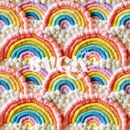 Embroidery Rainbows Seamless Pattern