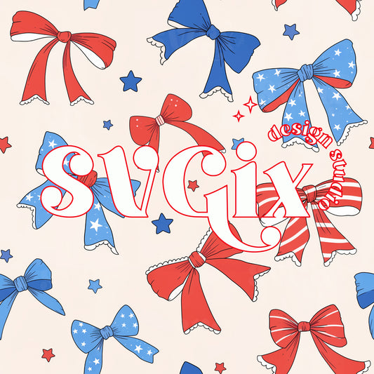 Fourth of July Bows Seamless Pattern